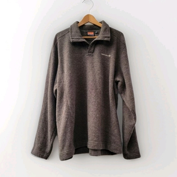 Merrell Mens XXL Brown Wool Blend Pullover Collared Fisherman Neutral Sweater - Picture 1 of 12